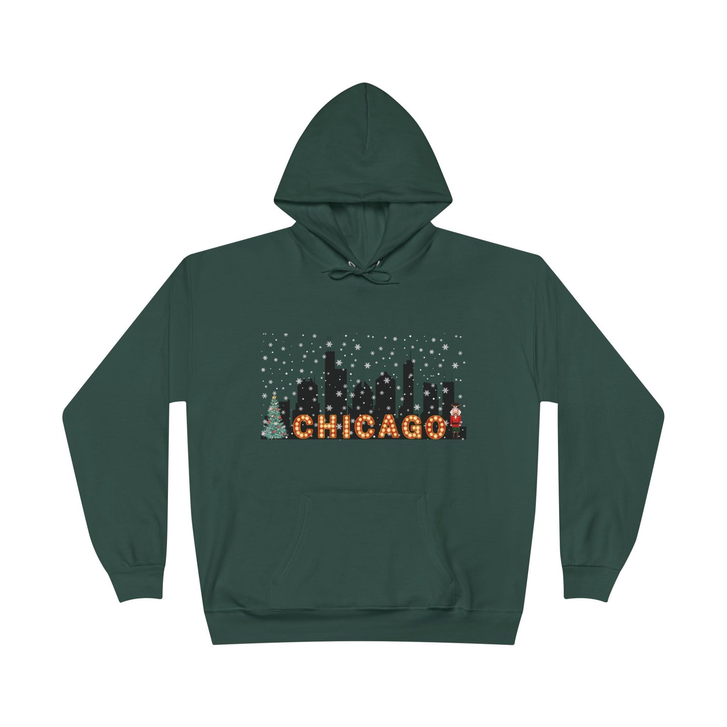 Chicago Skyline Winter Pullover Hoodie - Unisex