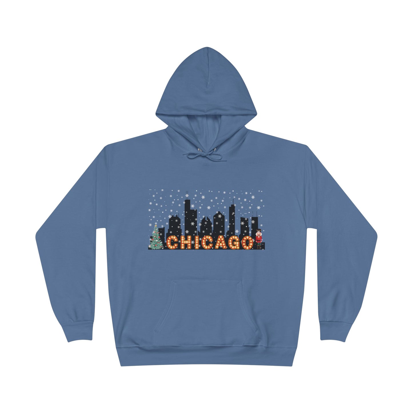 Chicago Skyline Winter Pullover Hoodie - Unisex