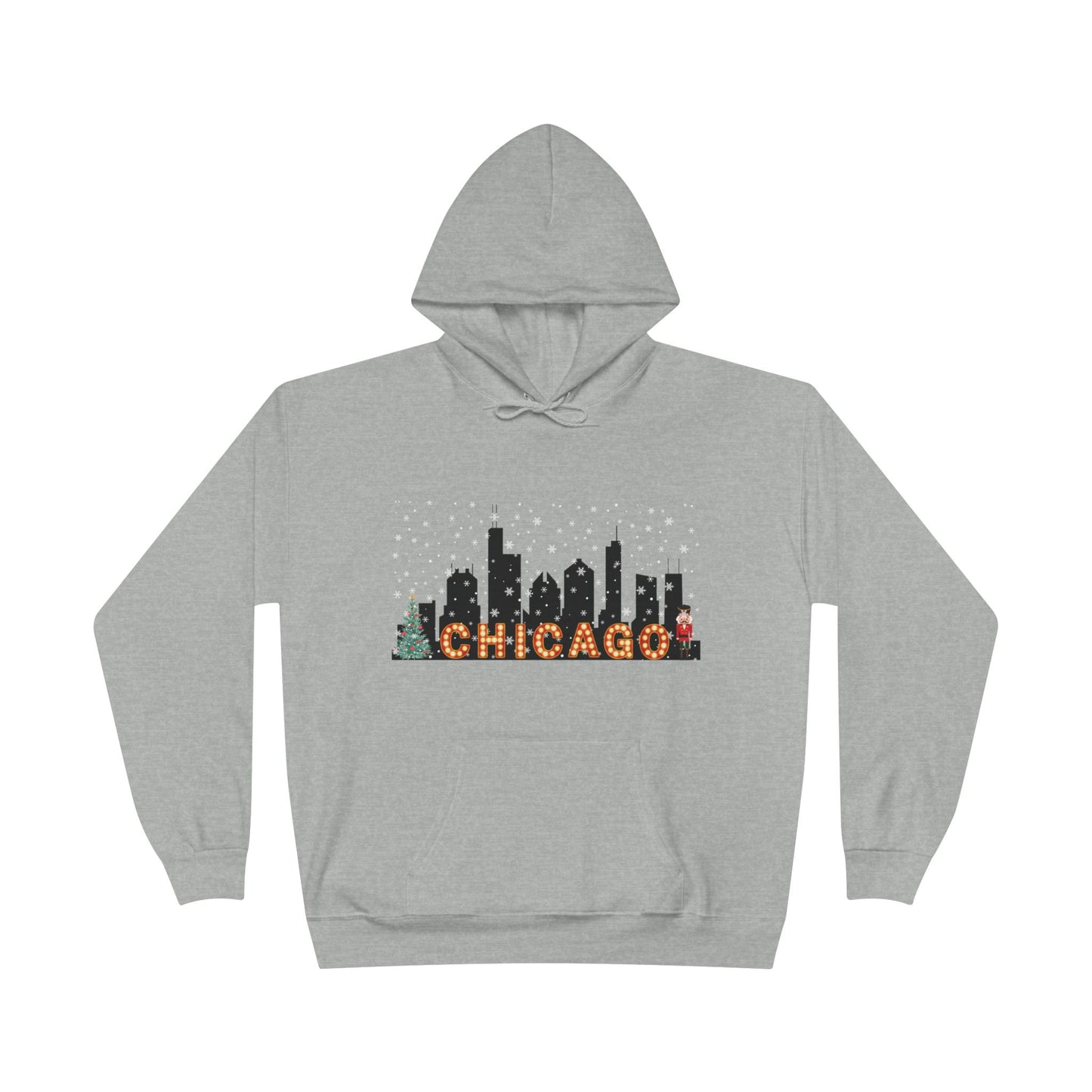 Chicago Skyline Winter Pullover Hoodie - Unisex