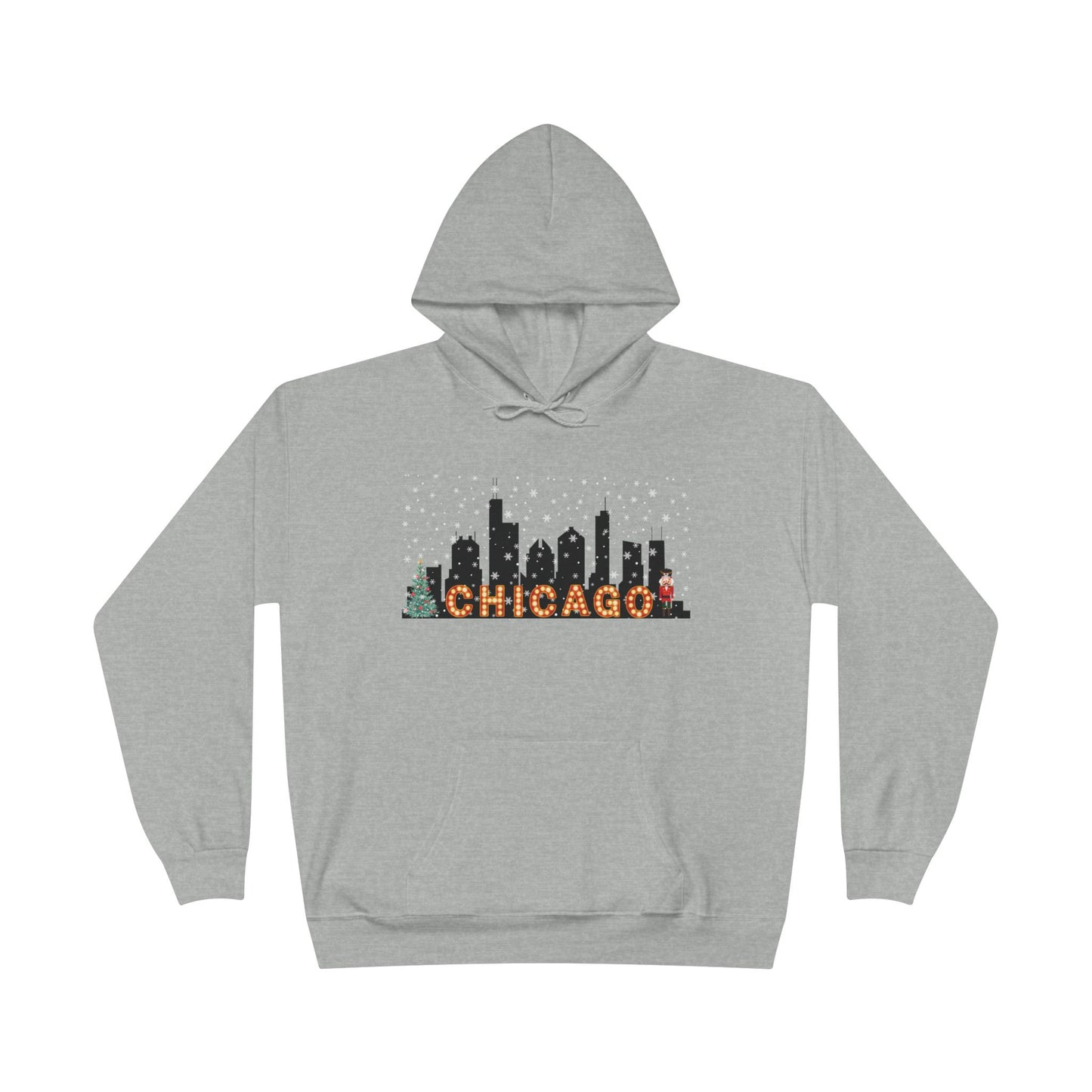 Chicago Skyline Winter Pullover Hoodie - Unisex